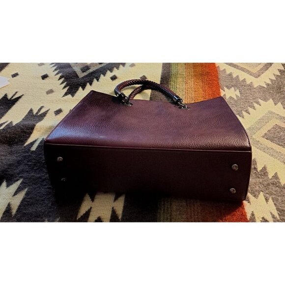 Burgundy Hard Shell Briefcase Tote Nice Braided Handles - Picture 5 of 6